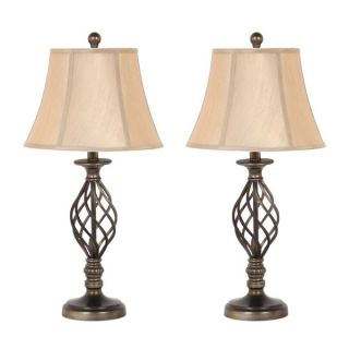 27 inch Antique Brass Table Lamp Set
