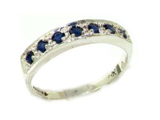 Solid 585 14K White Gold Ladies Natural Sapphire Eternity Band Ring   Size 5   Finger Sizes 5 to 12 Available