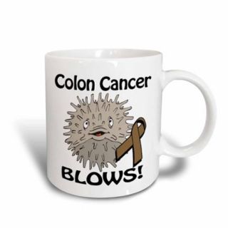 3dRose Colon Cancer Blows Awareness Ribbon Cause Design, Ceramic Mug, 15 ounce