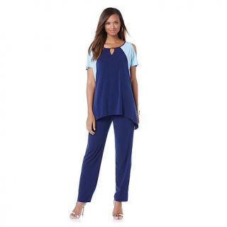 Slinky® Brand Cold Shoulder Tunic and Pant Set   7786232