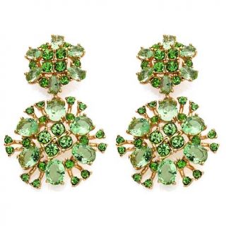 Roberto by RFM Green Stone Goldtone Floral Drop earrings   7154522