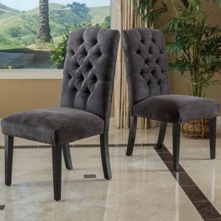 Christopher Knight Home Bates Tufted Grey Fabric Dining Chairs (Set of
