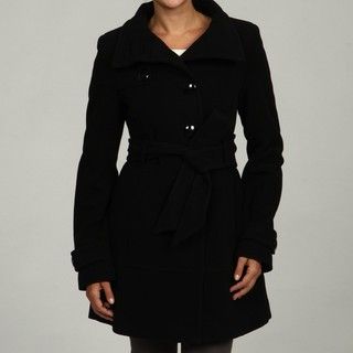 Black Rivet Womens Black Belted Wool Coat FINAL SALE  