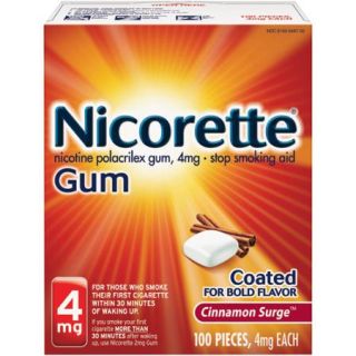Nicorette Gum Cinnamon Surge Stop Smoking Aid, 4mg, 100 count