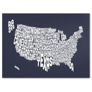 Trademark Fine Art 14 in. x 19 in. USA States Text Map   Slate Canvas Art MT0233 C1419GG