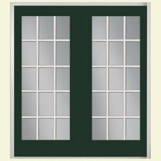 Masonite 72 in. x 80 in. Conifer Prehung Right Hand Inswing 15 Lite GBG Fiberglass Patio Door with No Brickmold 37864