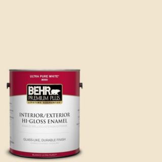 BEHR Premium Plus 1 gal. #S310 1 Writing Paper Hi Gloss Enamel Interior/Exterior Paint 805001