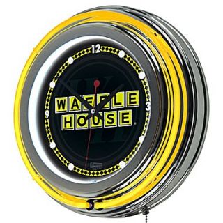 Trademark Global Waffle House AR1400 WAFF W 14.5 Yellow Double Ring Neon Clock, Wordmark