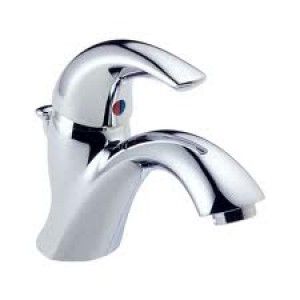 Delta 583LF WF Bathroom Faucet, CSpout Single Handle w/ Fittings 1/2" IPS Adapters, Lead Free   Chrome