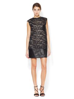 Leather Shift Dress with Lace Overlay by 3.1 Phillip Lim