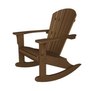 37.25" Recycled Earth Friendly Outdoor Adirondack Rocking Chair   Teak Brown