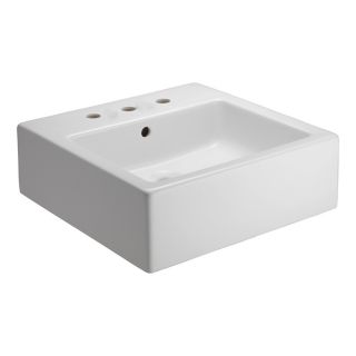 Barclay White Fire Clay Vessel Square Bathroom Sink with Overflow