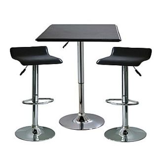 Buffalo Tools AmeriHome Contemporary Adjustable Height 3 Piece Bar Set With 33 1/2 Stools, Black