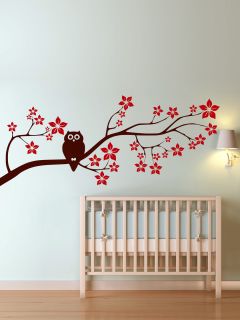 Owl on a Blossom Branch Wall Decal by Decor Designs