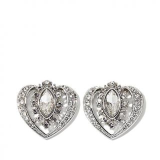 Audrey Hepburn™ Collection Crystal Silvertone Heart Shaped Earrings   7660262