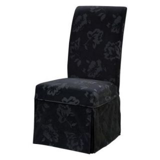 Powell Classic Seating Velvet Floral Black Long Slipcover