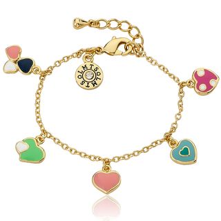 Little Miss Twin Stars Jewel Accented 14k Gold Plated Childrens Heart