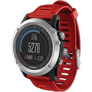 Garmin Fenix™ 3 Multisport Training GPS Watch, Silver/Red