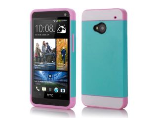 HTC One M7 Case   2 In 1 Dual Layer Hybrid Impact Hard Skin Snap on Case Cover For HTC One M7 Blue