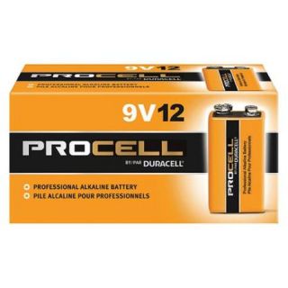 DURACELL Battery, 9V, Alkaline, PK12 PC1604BKD