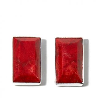 Jay King Rectangular Red Coral Sterling Silver Earrings   7807863