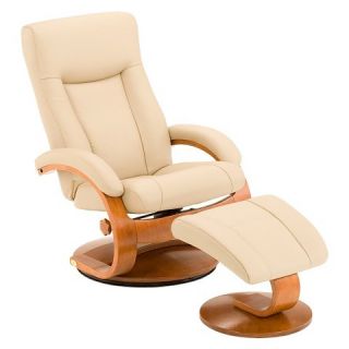 Mac Motion Top Grain Leather Swivel Recliner with Ottoman