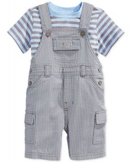First Impressions Baby Boys 2 Piece Striped Shirt & Shortalls Set
