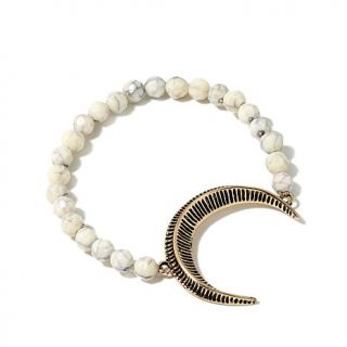Crystal Streets Fashion Jewelry "Bead & Moon" Goldtone Beaded Stretch Brace   7633726