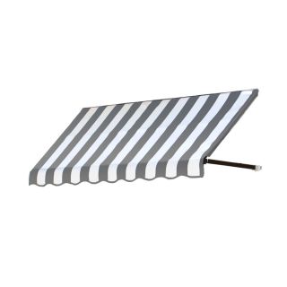 Awntech 220.5 in Wide x 36 in Projection Gray/White Stripe Open Slope Window/Door Awning