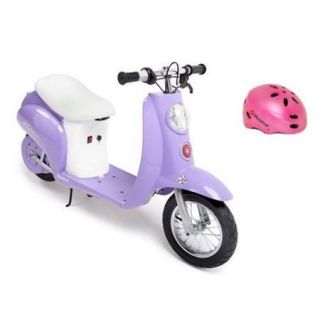 Razor Pocket Mod Betty 24V Electric Scooter (Purple) & Youth Helmet (Pink)