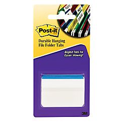 Post it Durable Hanging File Folder Tabs Angled Lined 2 x 1 12  Blue Pack Of 50