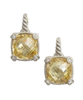 Judith Ripka Canary Crystal Large Cushion Earrings (326375201)