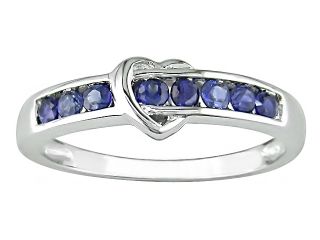 10K White Gold Sapphire Heart Ring