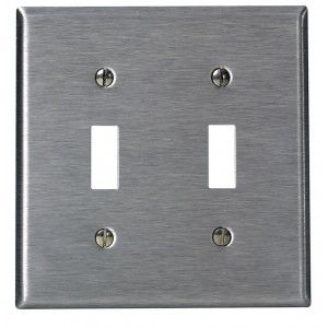 Leviton 84009 40 Toggle Wall Plate, 2 Gang, Non Magnetic Stainless Steel, Standard