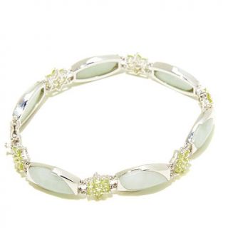 Jade of Yesteryear Green Jade and Peridot Sterling Silver Line Bracelet   8006287