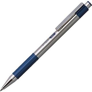 Zebra F 301 Stainless Steel Retractable Ballpoint Pens, Fine Point, Blue, 2/Pack
