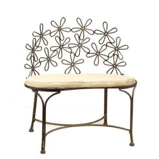 Deer Park Daisy Metal Patina 32 in. L x 19 in. D x 32 in. H Patio Bench BE206