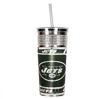Officially Licensed NFL 16 oz. Stainless Steel Bling Tumbler with Straw   New Y   7797633