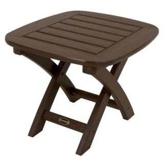 POLYWOOD Nautical 21 in. x 18 in. Mahogany Patio Side Table NSTMA