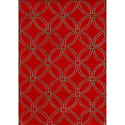 Alliyah Handmade Red CirclesNew Zealand Blend Wool Rug  