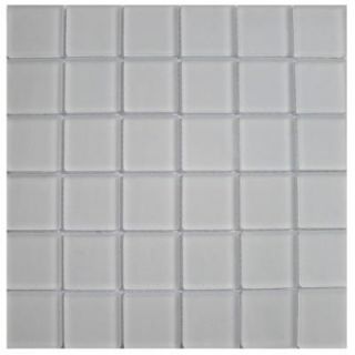 Splashback Tile Contempo 12 in. x 12 in. Bright White Frosted Glass Tile CONTEMPOBRIGHTWHITEFROSTED2X2GLASSTILE