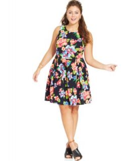 Love Squared Plus Size Short Sleeve Printed A Line Dress   Dresses