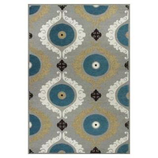 Kas Rugs Perfect Scheme Grey/Blue 2 ft. 3 in. x 3 ft. 9 in. Area Rug MUL340027X45