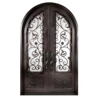 Iron Doors Unlimited 74 in. x 97.5 in. Fero Fiore 3/4 Lite Painted Oil Rubbed Bronze Wrought Iron Prehung Front Door IFF7497RRLC 8