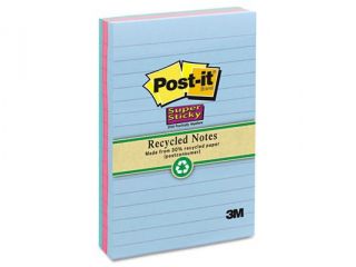 Post it Notes Super Sticky 660 3SST Super Sticky Notes  4 x 6  3 Tropical Colors  3 90 Sheet Pads/Pack