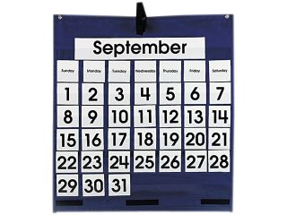 Monthly Calendar 43 Pocket Chart With Day/Week Cards, Blue, 25 X 28 1/