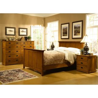 Mission Solid Oak 4 piece Queen Bedroom Set w/ 12 Drawer Chest