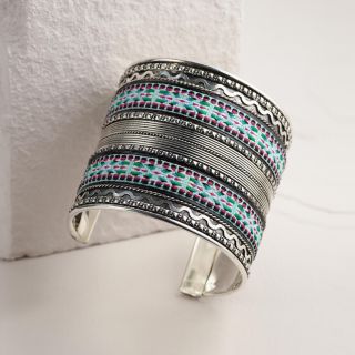 Large Gold Woven Inlay Cuff Bracelet
