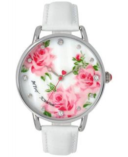 Betsey Johnson Womens White Leather Strap Watch 44mm BJ00207 07