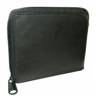 Leather In Chicago LICW107 BLK Mens Zippered Wallet, Black